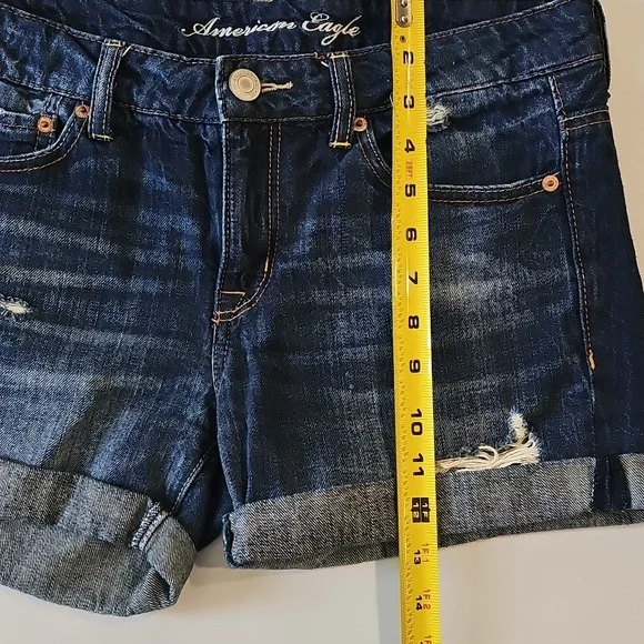 American Eagle  Women's Blue Denim‎ Shorts Size 4 - Picture 7 of 9